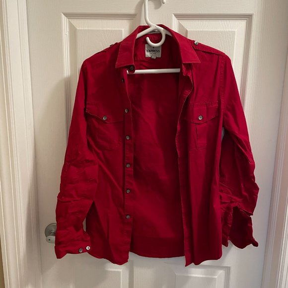 Express Button Down mens XS Fitted 13-13 1/2 Red - Picture 1 of 2